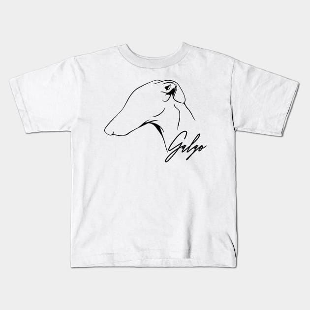 Proud Galgo profile dog lover sighthound gift Kids T-Shirt by wilsigns